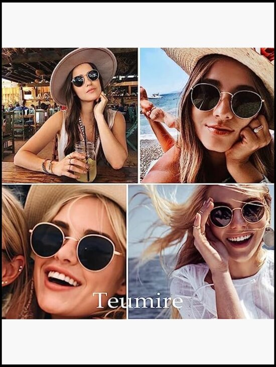 Metal Frame Polarized Sunglasses Small Round Retro UV Protection main image 4